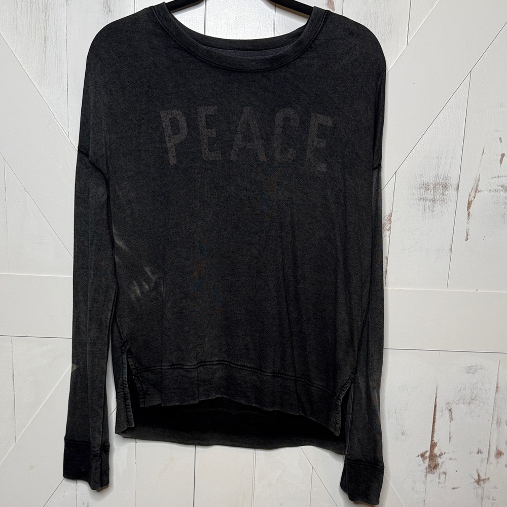 Sundry Black Peace Long Sleeve Pullover Sweatshirt Top